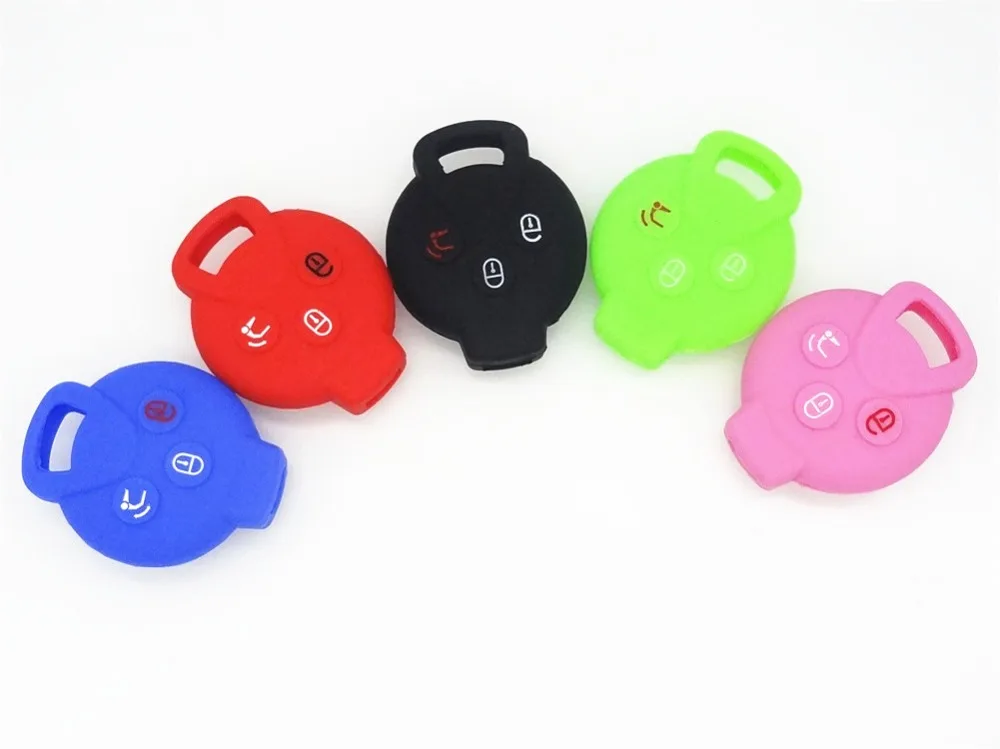 

AUTEWODE 3 Buttons Car Key Case Cover Silicone Rubber Key Case For Benz Smart Car City Roadster For Two Four Shell Skin Protect