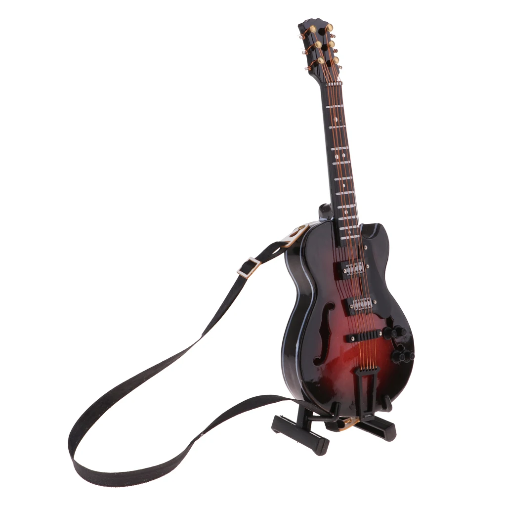 Music Instrument 14cm Acoustic Guitar for Action Figures Dolls House Accessories Life Scenes Decor 1/8 Acoustic Guitar