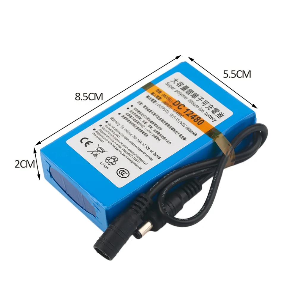 Компактный Размеры DC12V 4800 мА/ч супер большой емкости перезаряжаемая литий-ионная