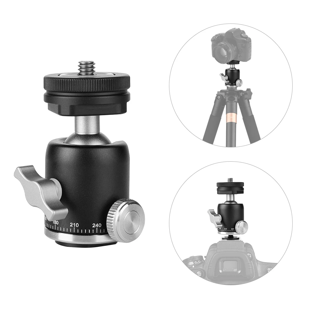 Multi-function Aluminum Mini Ballhead 360 Degree Panorama Ball Head with Hot Shoe Base Mount for Camera DSLR Video Microphone