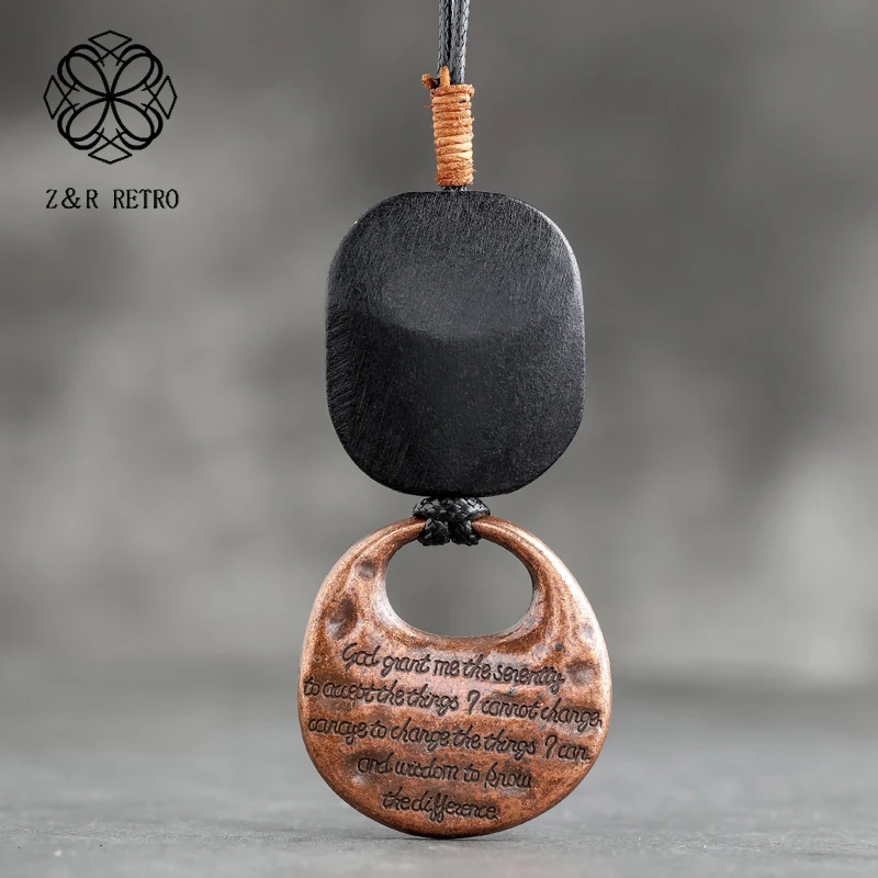 

Rope Chain Necklace Women Zinc Alloy Sweater Accessories Wooden Pendant Letter Necklaces For Women 2018 Statemente 4*8.5cm