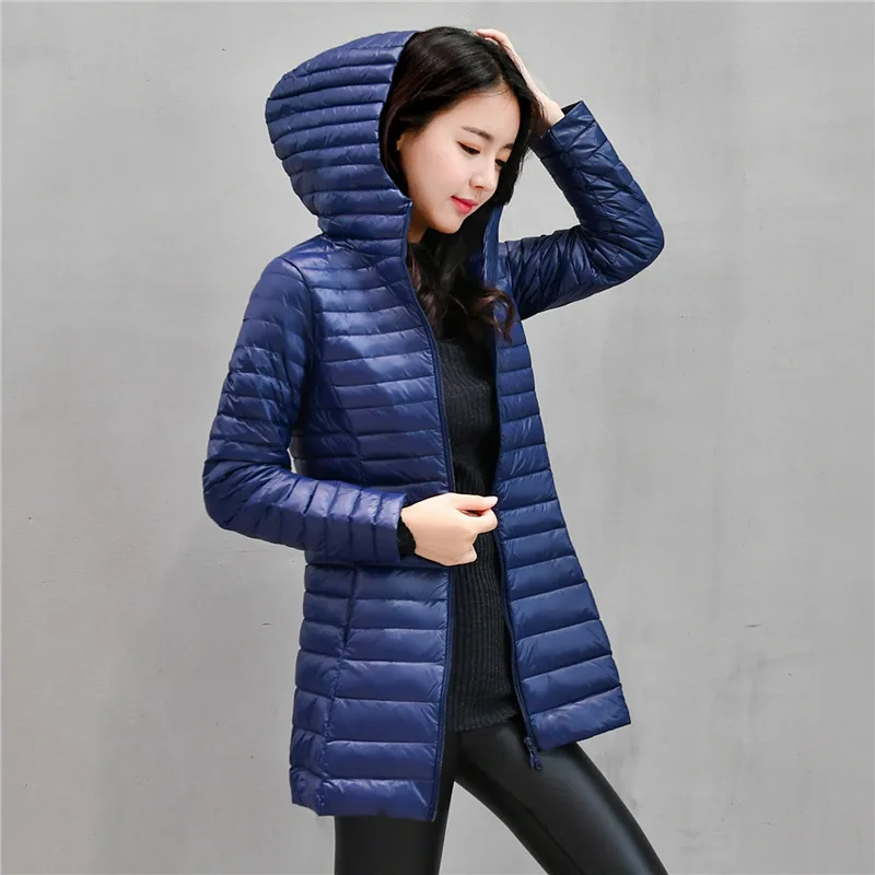 90% White Light Duck Down Coat Jackets Womens Winter Coat Parkas Female Ultra Light Down Jacket Basic Coats Hooded Long Outwear