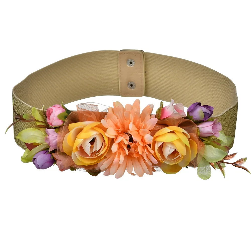 Эластичный пояс с цветочным узором для женщин, элегантное платье с ромашками, пояс, модные аксессуары для девочек, ceinture femme