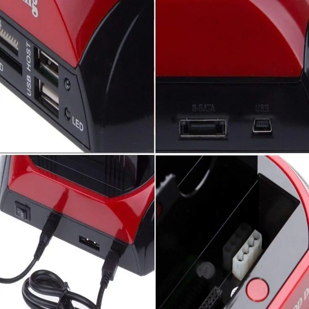 All in One Dual Slots USB 2.0 To SATA IDE HDD Docking Station With Card Reader For 2.5 3.5 Inch IDE SATA Hard Drive hdd case