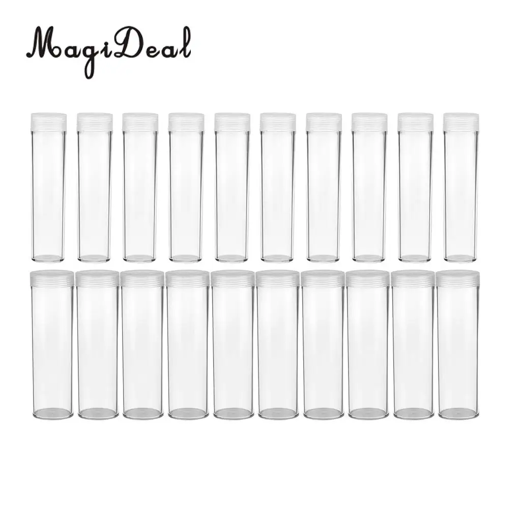 20Pcs Coin Protective Tube Holder Clear Round Case Coin Storage Box Canister
