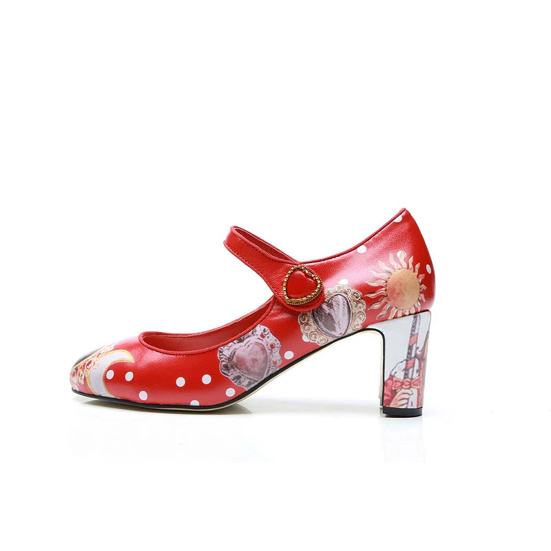 VIISENANTIN/женские туфли-лодочки из натуральной кожи; женские Туфли Мэри Джейн в стиле ретро на массивном каблуке с цветочным принтом; свадебные туфли с сердечком