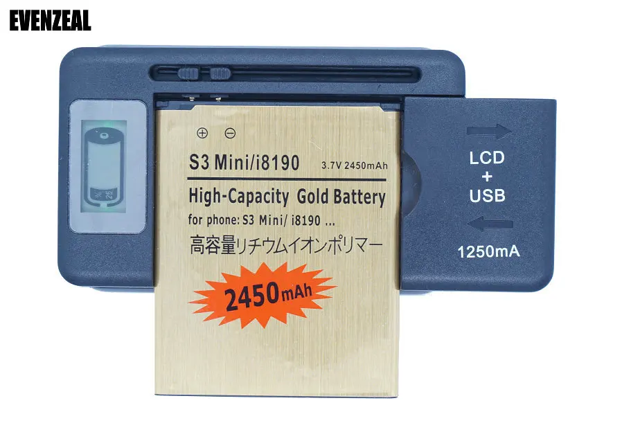 EVENZEAL ЖК-зарядное устройство + 1x Золотой Сменный аккумулятор для Samsung galaxy S3 Mini S3Mini