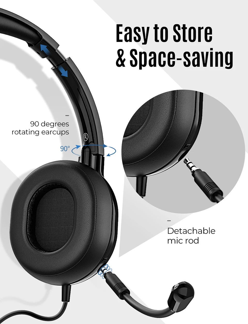 Mpow 331 Wired Headset USB3.5mm Plug Headphone With Microphone (3)
