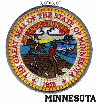 

Minnesota State Seal flag embroidery 3" wide shipping /summer/plow in farm /stump badge