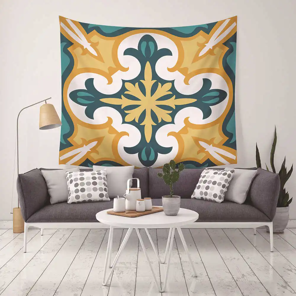 Indian Mandala Tapestry Cotton Geometric Lotus Flower Pattern Tapiz HippieTapestry Wall Hanging Pizza Beach Cover Tenture Murale