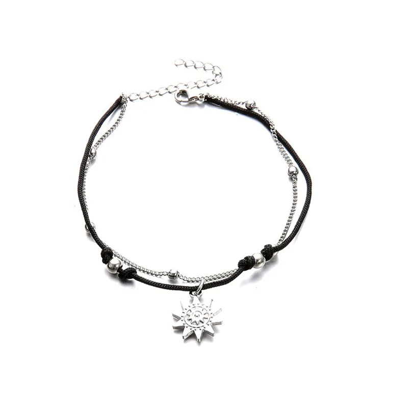NEW Beads anklets for women Ankle Bracelet Double Chain Sun Anklet Jewelry Beach Section Sandals Pulseras Tobilleras Y17#N (6)