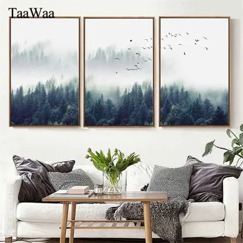 

Bedroom 3 Pieces Forest Lanscape Poster Nordic Style Print Wall Art Canvas Painting Picture for Living Room Home Decoration