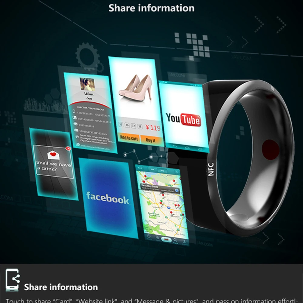Ruimin 1PC NFC Smart Ring Electronics Mobile Phone Accessories for Android Windows NFC Mobile Phones