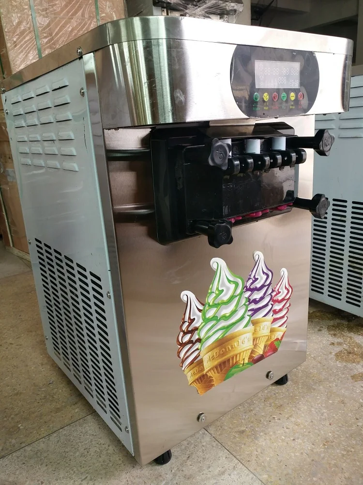 Серебряный цвет Коммерческая автоматическая машина для производства мягкого мороженого ролик/производитель с функцией сохранения по морю
