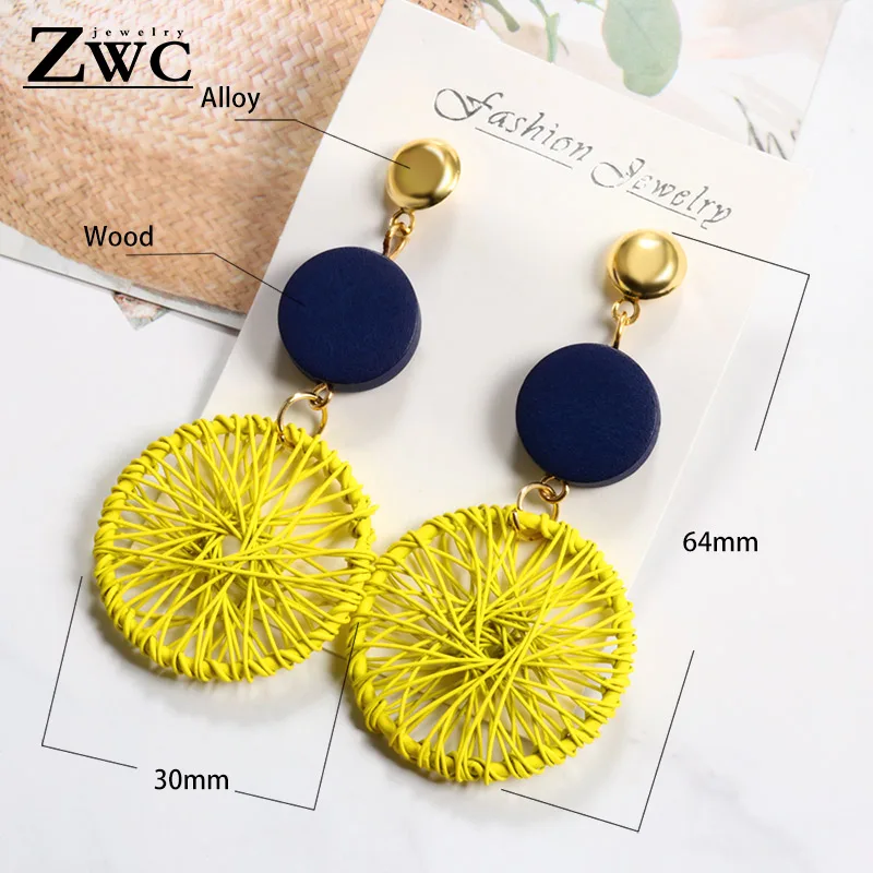 ZWC, модные роскошные простые большие круглые серьги для женщин, модные серьги в Корейском стиле с полой сеткой, массивные ювелирные изделия