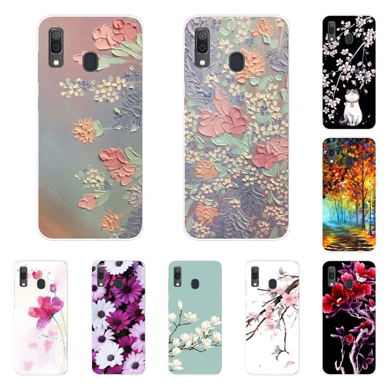 

For Samsung galaxy A30 Case,Silicon Full flower Painting Soft TPU Back Cover for Samsung galaxy A30 protect Phone bags