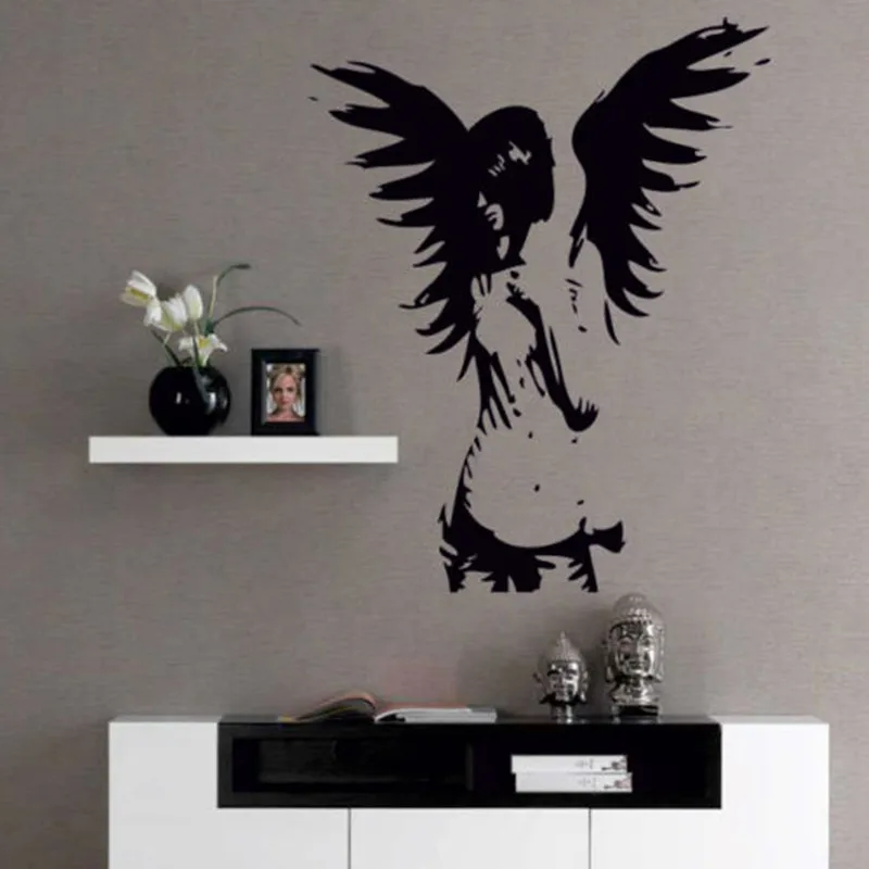ZN D0044 Наклейка на стену с ангелом гигантская Бэнкси Хранитель виниловые наклейки для спальни