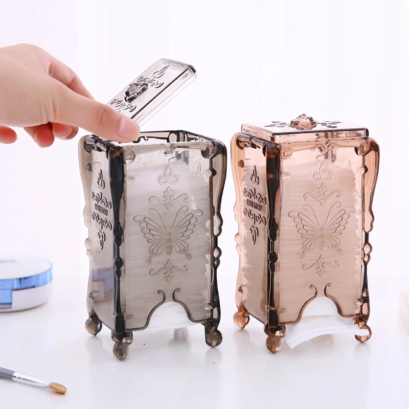 European Butterfly Cosmetic Storage Box Transparent Desktop Makeup Cotton Pad Manicure Beauty Salon Supplies Sundries Organizer