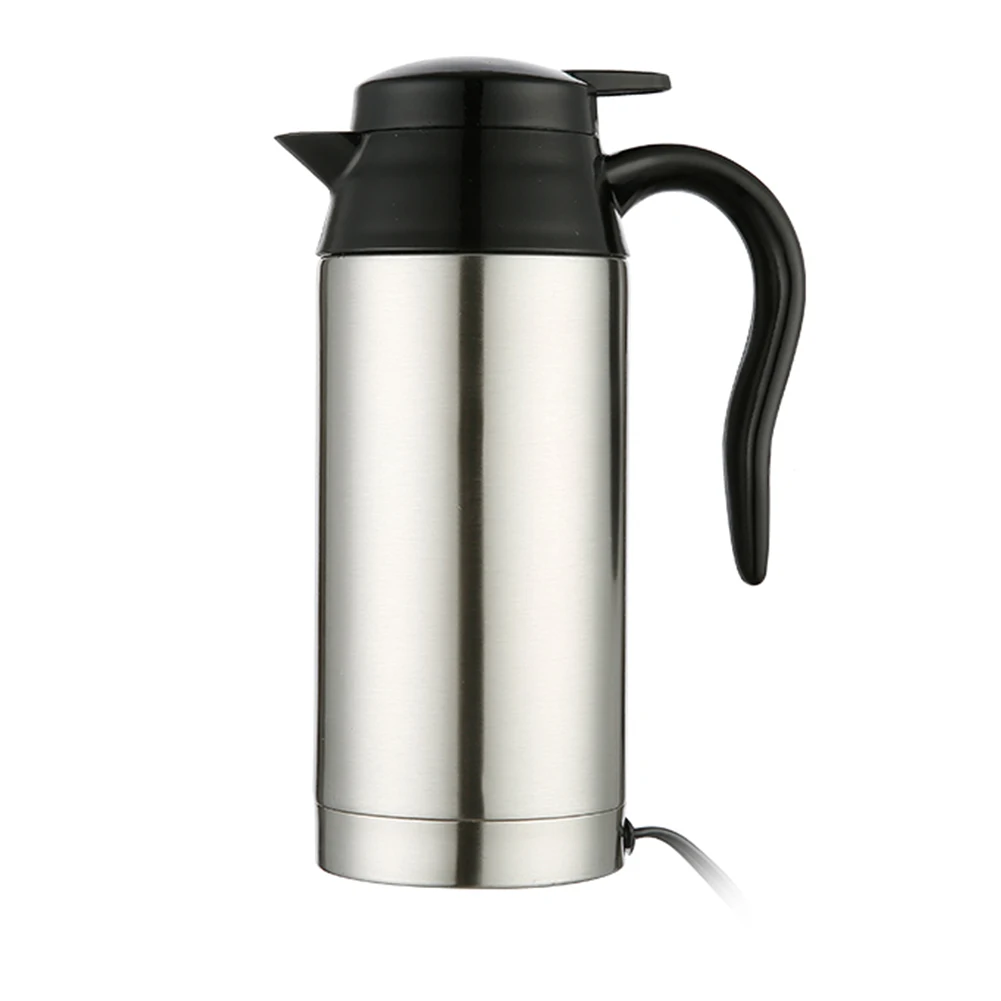 

750ml 12/24V Travel Kettle Heating Mug For Tea Coffee Milk Household Stainless Steel Pot Car Silver Electric Water Heater