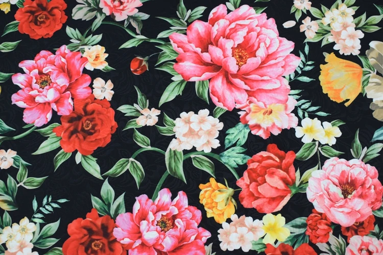 Европейская мода пион цветение Цифровая живопись жаккардовая ткань для платья лоскутное tissu au метр telas tissus tecido DIY