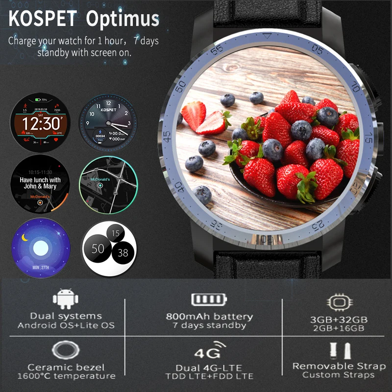 

Royvshg M3 Dual Systems 4G Smart Watch Android phone 3GB+32GB 800Mah Battery 8MP Camera gps waterproof Smartwatch men pk lem9