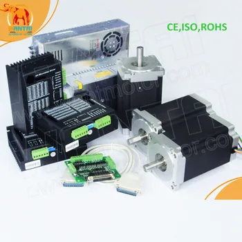 

3Axis cnc router Nema34 12N.m/1700oz-in 6A Stepper Motor 85BYGH450C-060 & Driver DQ860MA 80V7.8A 256Micro+Power supply
