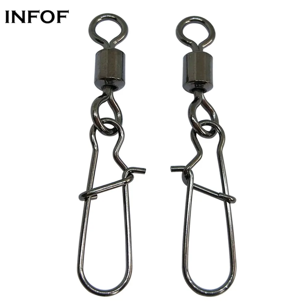 INFOF 200 pieces Fishing Swivels Snap Rolling Swivel with Fast Lock