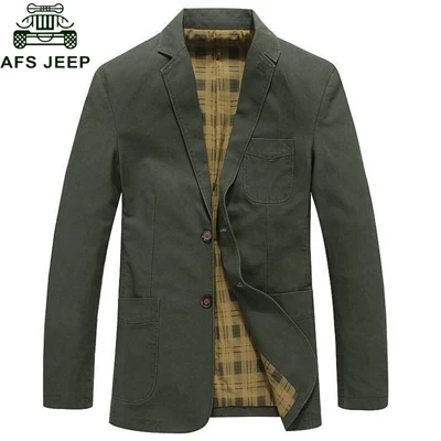 AFS JEEP, модные блейзеры, пиджак, мужской повседневный Блейзер, masculino размера плюс M-4XL, брендовый мужской пиджак, мужские блейзеры - Цвет: Армейский зеленый
