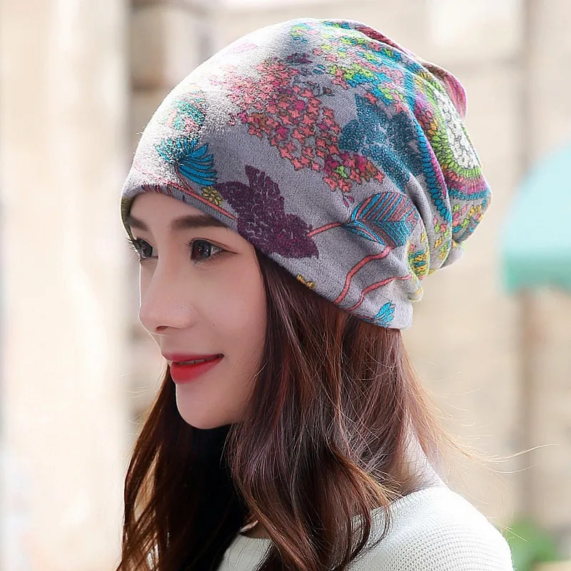 LongKeeper новый для женщин шляпа полиэстер взрослых повседневное цветочный S шапки Демисезонный женский кепки шарф 3 цвето