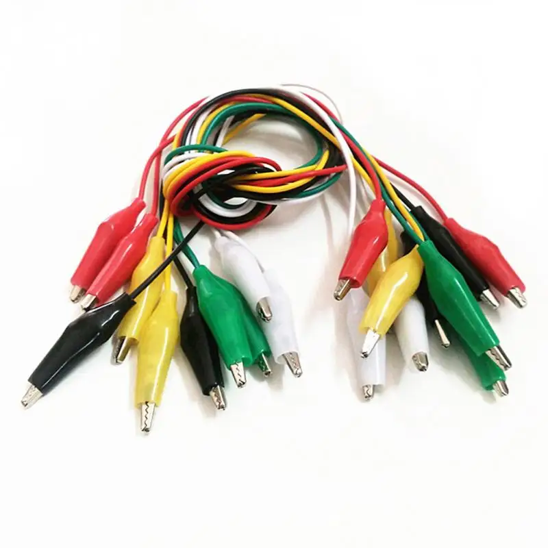 

10Pcs/lot 50CM Electronics Connecting Wire Double-ended Test Alligator Crocodile Clip Jumper Cable Probe Lead Wires high quality