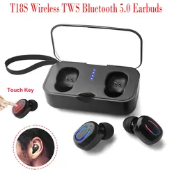 T18S мини невидимые наушники-капли TWS Беспроводная Bluetooth 5,0 гарнитура стерео Встроенный микрофон спортивные Bluetooth наушники с аккумулятором