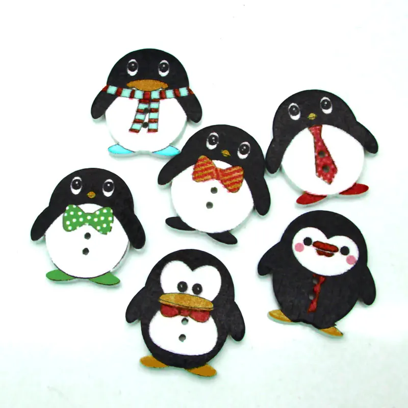 

50pcs 24x23mm Mixed Penguin Wooden Buttons For Clothes Crafts Sewing Scrapbooking DIY Accessories