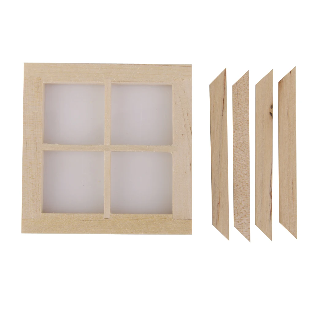 1/12th 4 in legno in miniatura-riquadro telaio della finestra per mobili casa delle bambole 