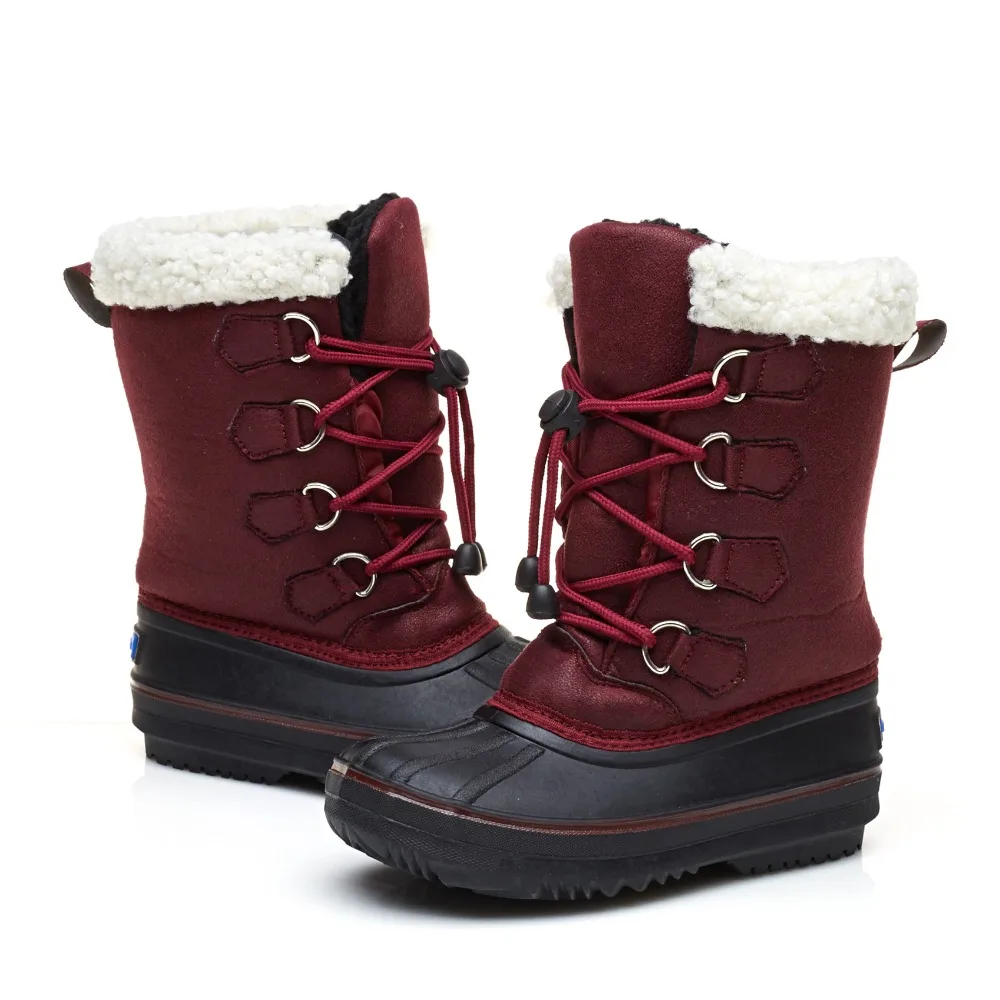 

2018 Winter Snow Boots Warm Girls Boys Kids Toddler Comfortable Fur Leather PU TPR Rubber Snow Boots Water Resistant B