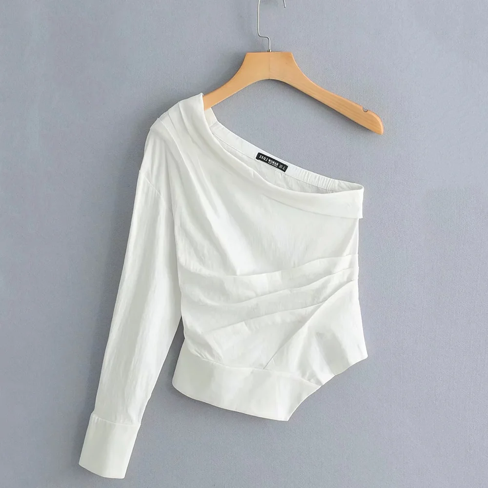 Белая женская рубашка на одно плечо летние топы блузка Blusa повседневные пляжные