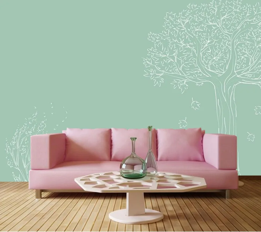 Mural Besar, Segar Pohon Biru Latar Belakang Wallpaper, Ruang Tamu Sofa TV Dinding Kamar Anak Anak Dinding Papel De Parede Kertas Dekorasi Rumah|background Wallpaper|wall Papers Home Decorlarge Mural - AliExpress