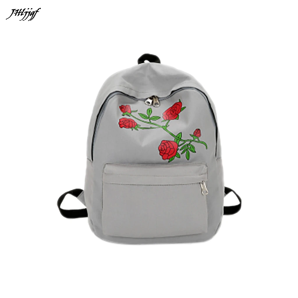 

Fashion Backpack Women Girls Boys Embroidery Rose School Bags Travel Canvas Backpack Bag for Teenage Shoulder Bagpack mochila