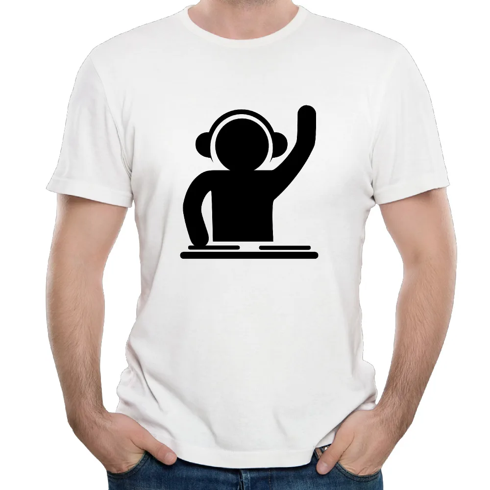 Men's DJ Turntable Music Dance Techno Club Headphone Cotton Top Tees Vintage Print O Neck t shirt