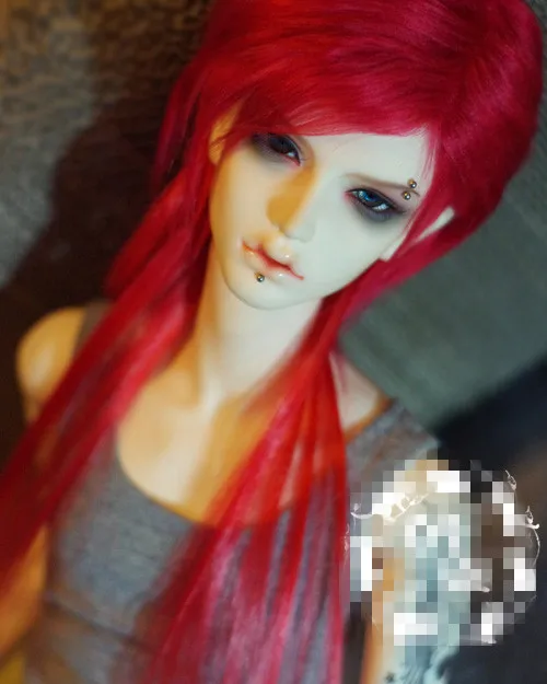 

Cool Red Stitching Long Hair BJD Doll Fur Wig For 1/4 1/3 Uncle 18-19cm 20-21cm 22-23cm Doll Wig HH120