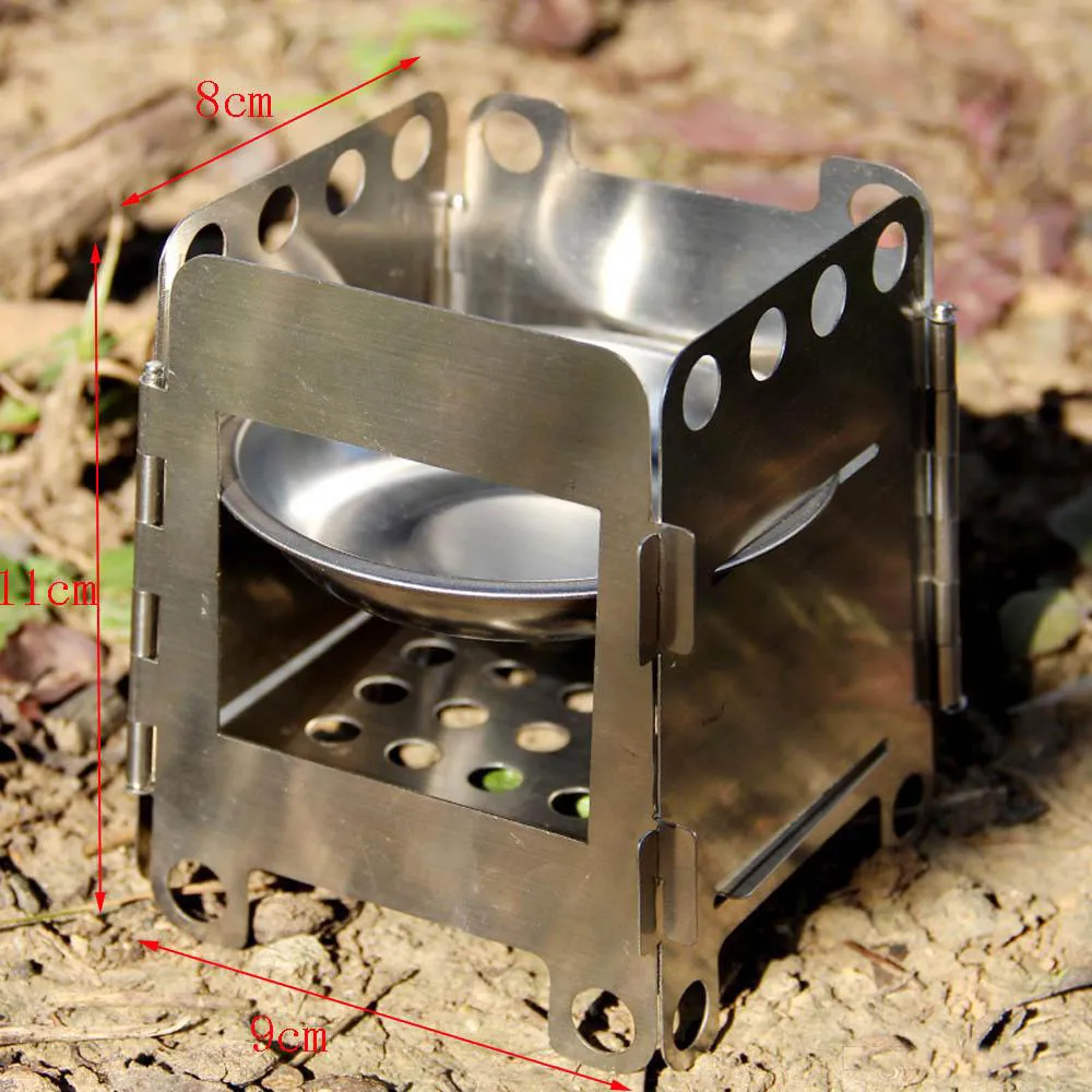 Stainless Steel Outdoor Stove Lightweight Folding Wood Stove Pocket Alcohol Stove Outdoor