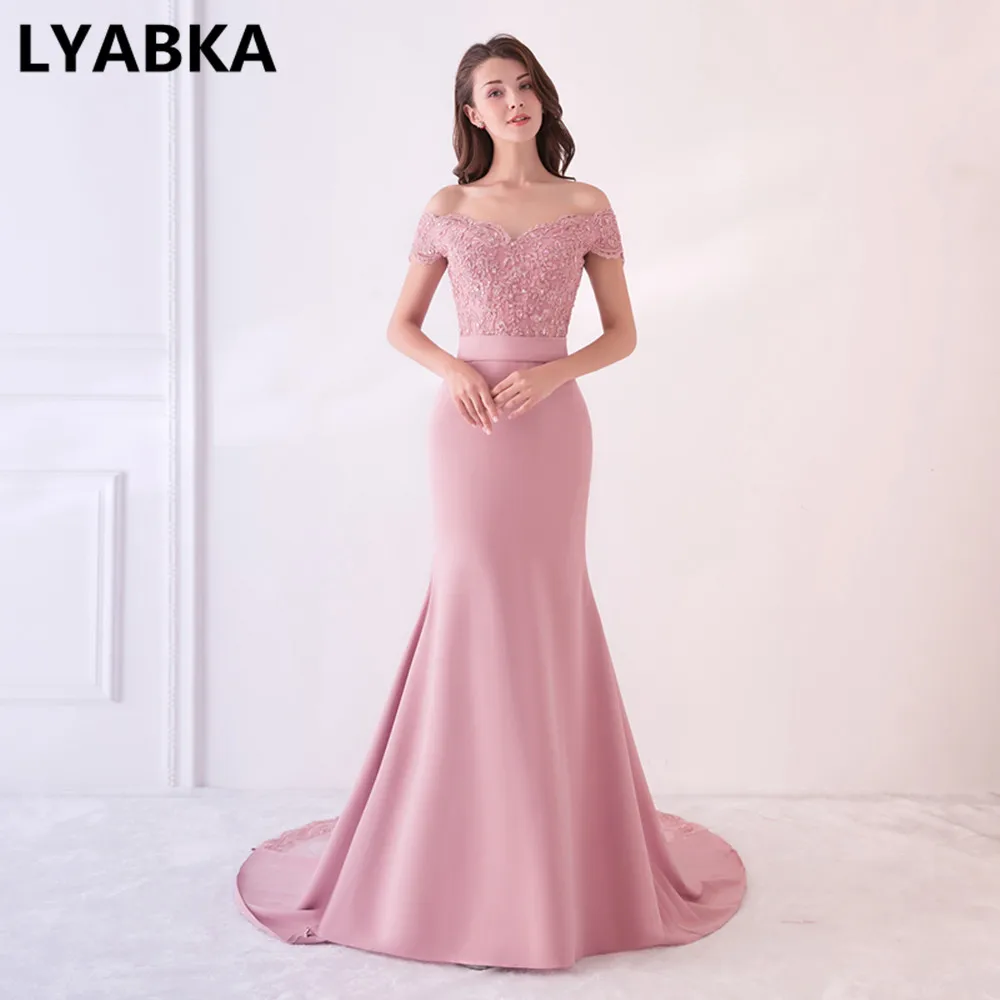 Robe De Soiree, длинное вечернее платье русалки, темно-синие, вечерние, элегантные, vestido de festa, длинное платье на выпускной,, вечерние платья с бисером - Цвет: Розовый