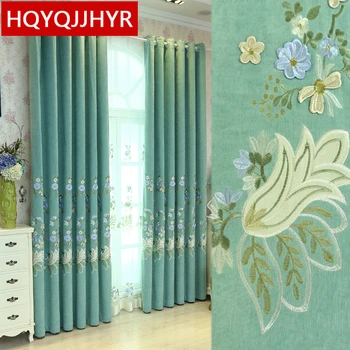 

Green European luxury high quality cashmere blackout curtains for living room modern classic villa curtain for bedroom hotel