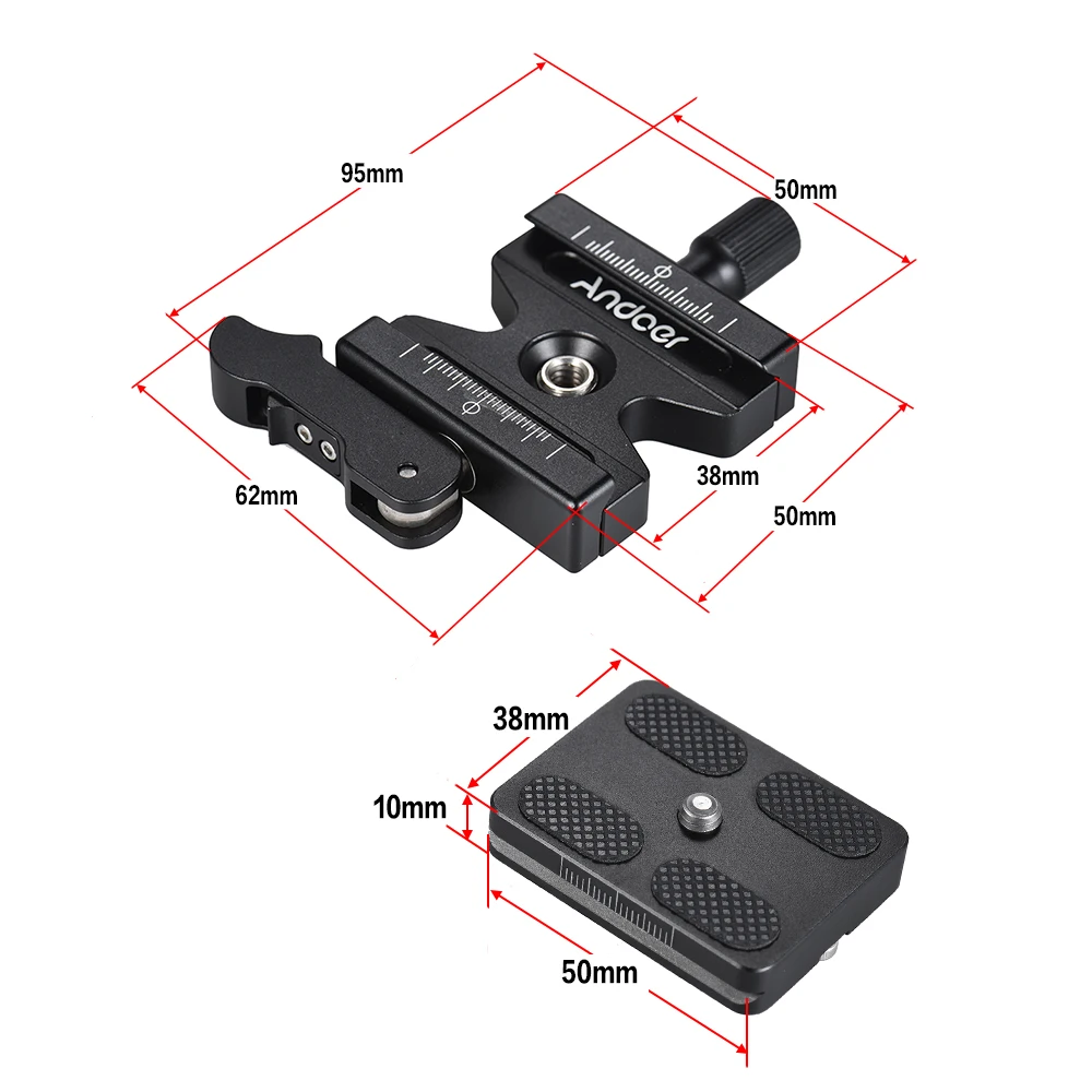 3Pieces 50mm QR Quick Release Plate 1//4/" Screw for Arca Swiss Camera Tripod