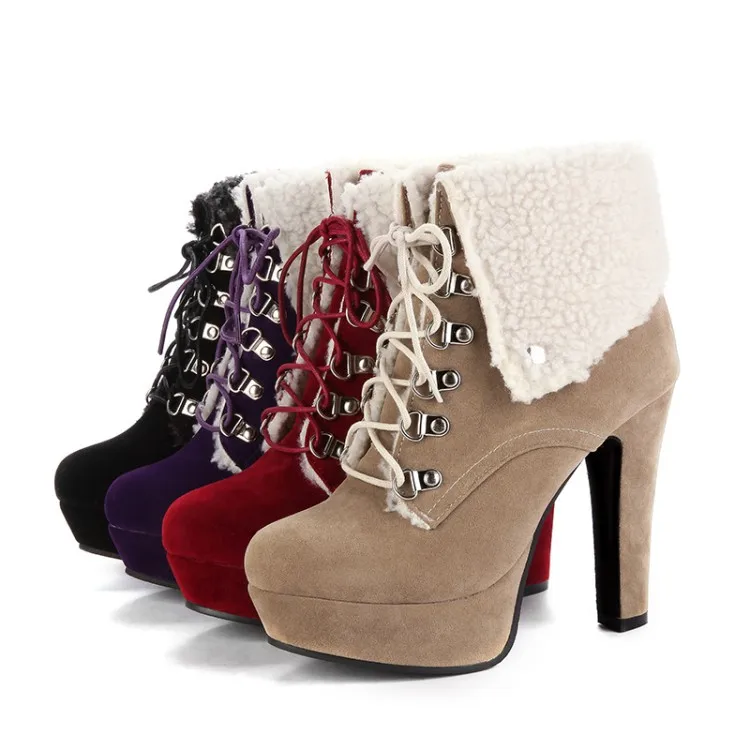 

Women Boots High Heels Ankle Boots Fashion Autumn Chunky Heel Ladies zipper Short Boots Female Shoes