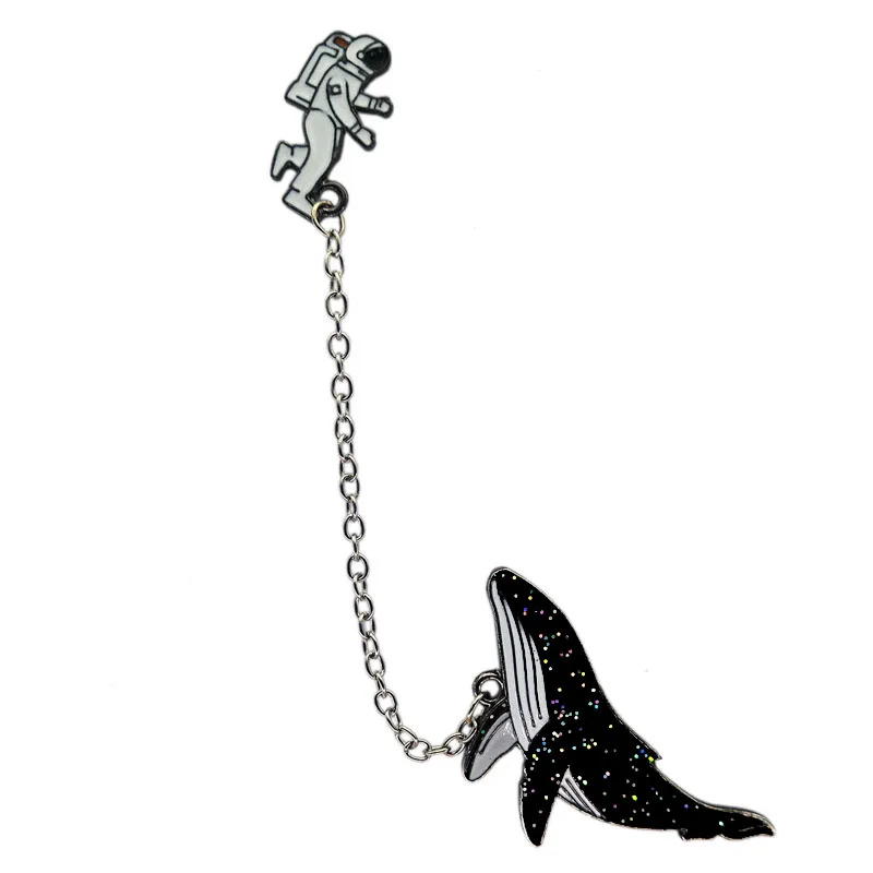 The new cosmic space whales cartoon badge xionghua metal alloy font b Clothing b font collar