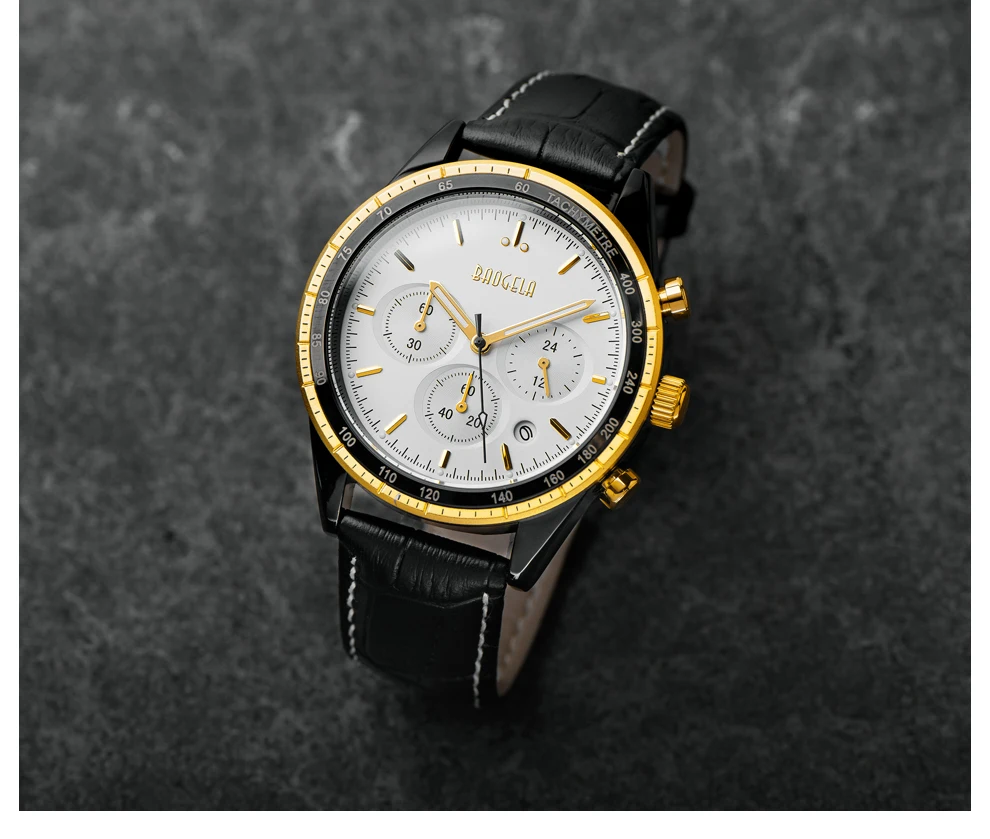 

BAOGELA Chronograph Black New Watches Mens Quartz Watch Stainless Steel Mesh Band Slim Men Watch Student Sports Wristwatch