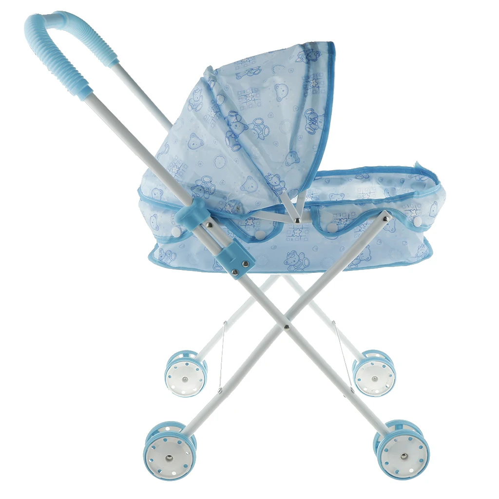 blue doll stroller