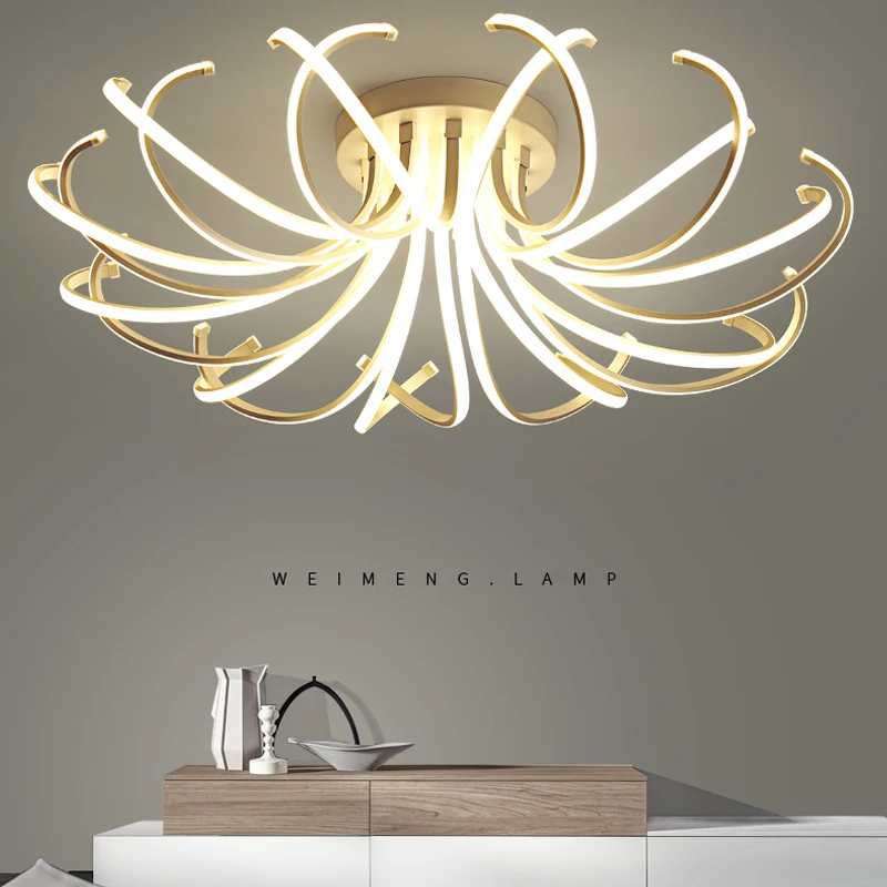 

Simple modern white aluminum acrylic LED ceiling lamp Nordic creative chrysanthemum design living room decoration dimmable light