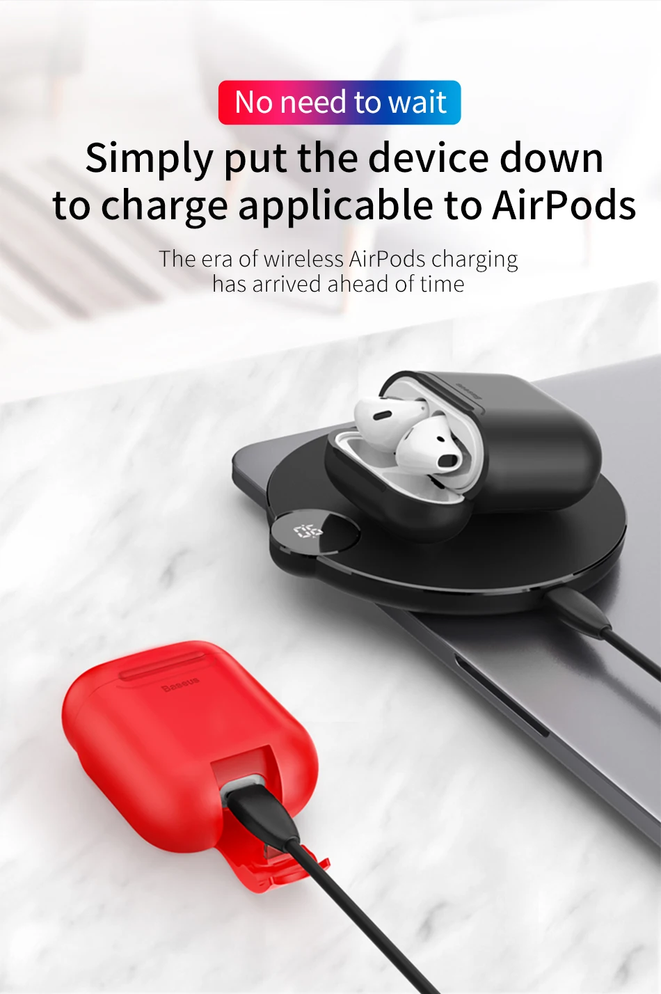 Baseus Qi беспроводной зарядный чехол для Airpods противоударный силиконовый защитный чехол для Airpod Air pods Coque с проводной зарядкой