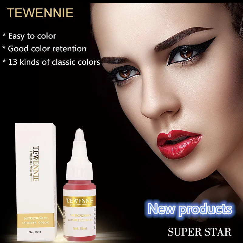 

TEWENNIE High-Quality Permanent Make-Up Tattoo Eyeliner Lip Eyebrow Tattoo Pigment Ink 19 Colors To Choose From Free Shipping